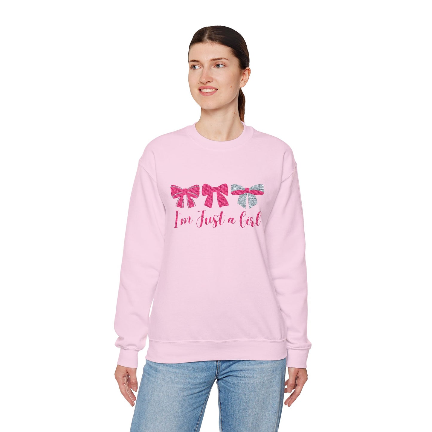 'I'm Just a Girl' Embroidery Sweatshirt