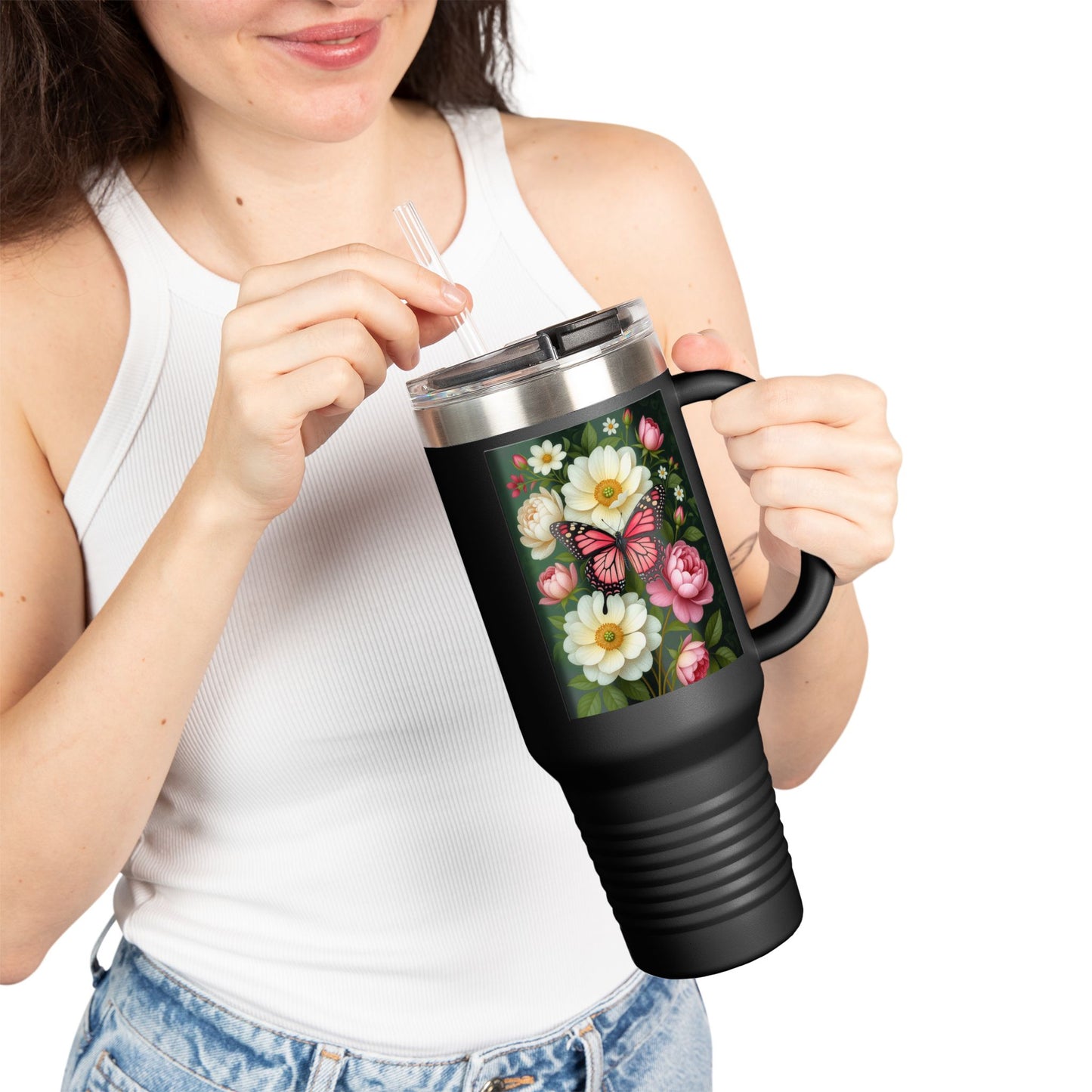 Floral Butterfly Travel Mug
