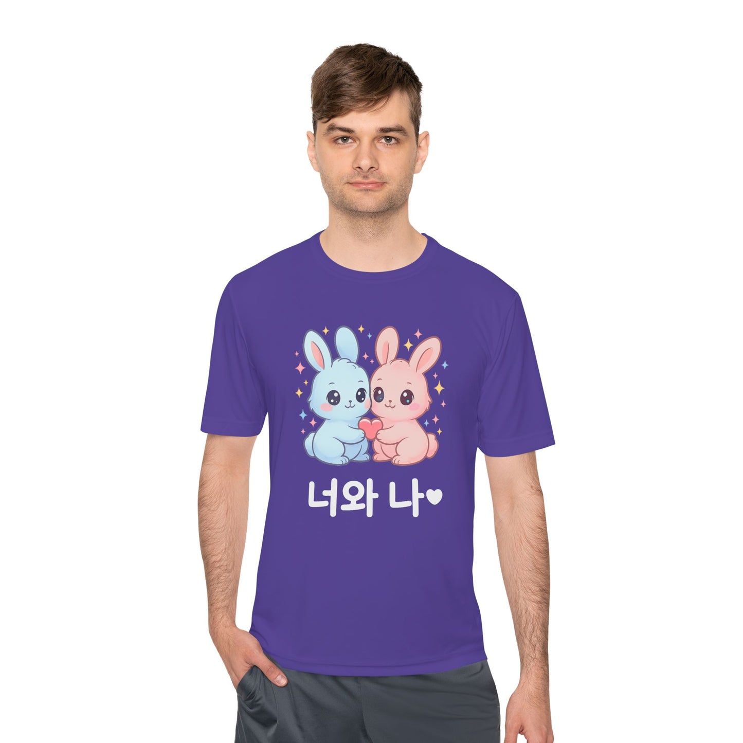 Kawaii K-Pop Moisture Wicking Tee with Love Bunnies Design