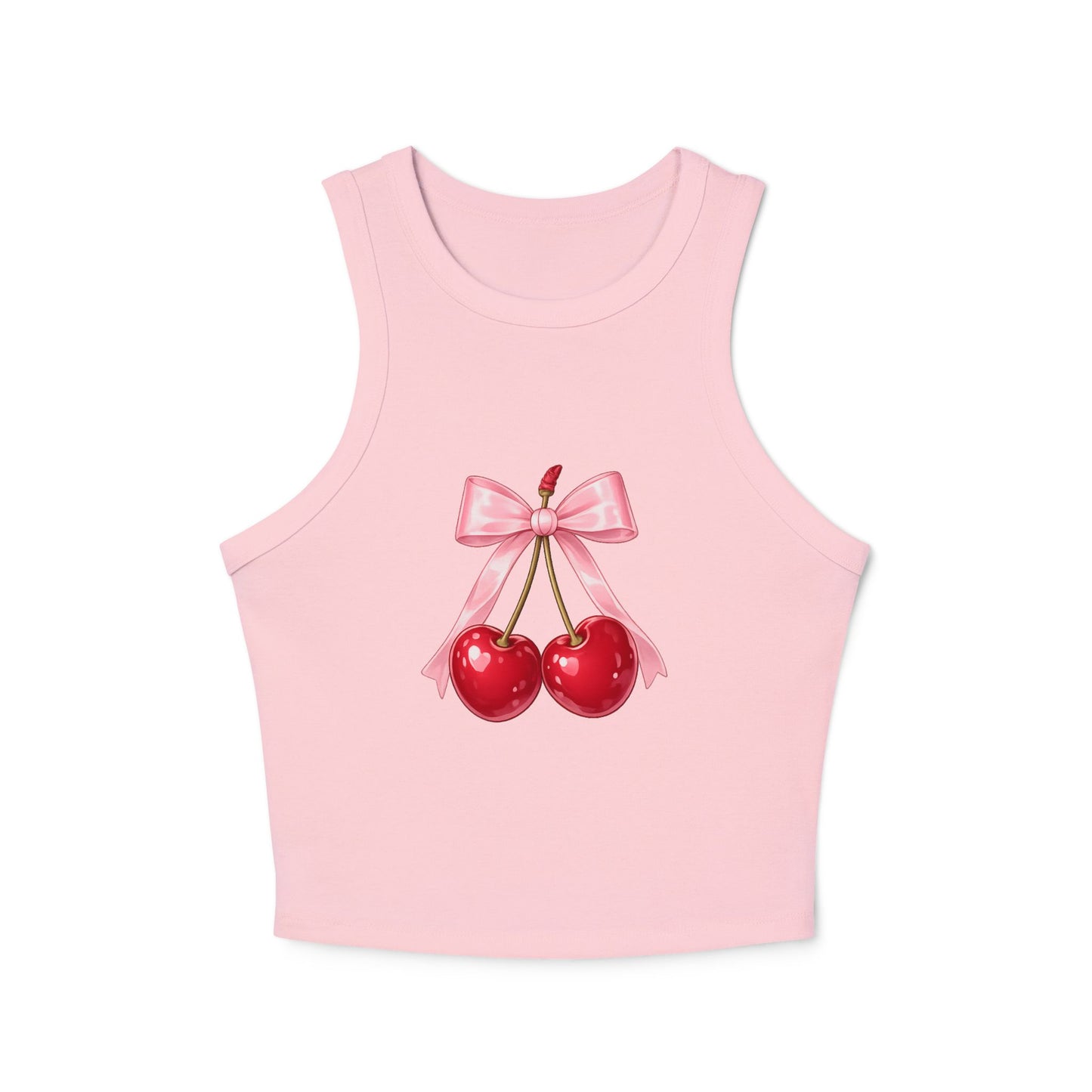 Cherry Bow Charm Racer Tank Top
