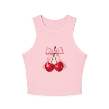 Cherry Bow Charm Racer Tank Top