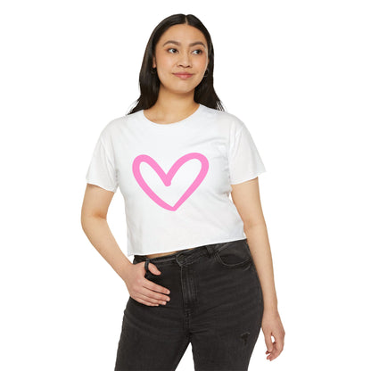 Women's Festival Crop Top - Pink Heart Design