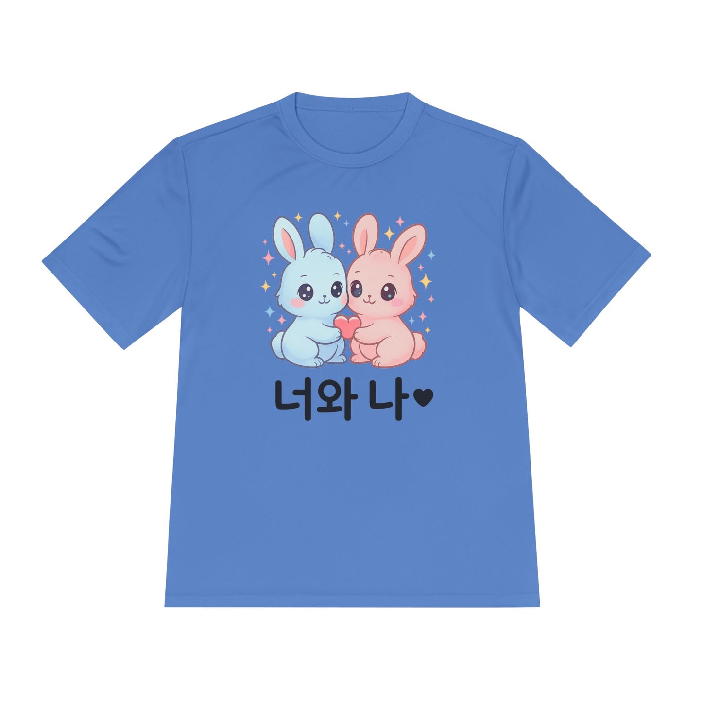 Kawaii K-Pop Moisture Wicking Tee with Love Bunnies Design