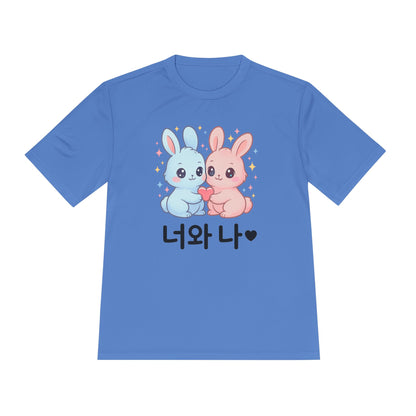 Kawaii K-Pop Moisture Wicking Tee with Love Bunnies Design