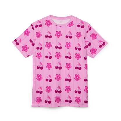 Pink Cherry Floral All-Over Print T-Shirt