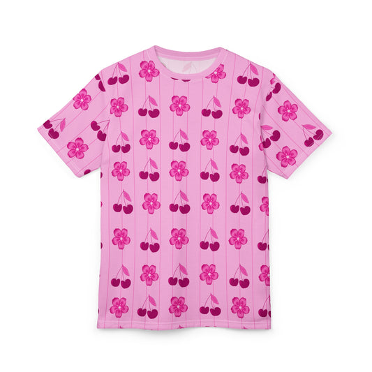 Pink Cherry Floral All-Over Print T-Shirt