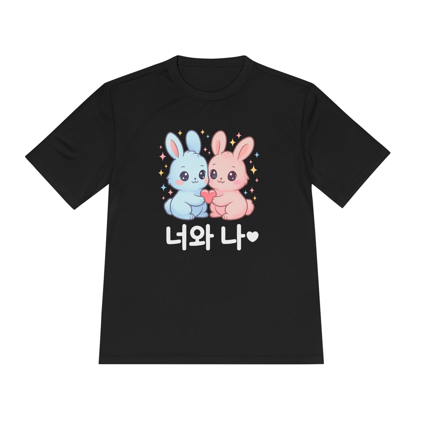 Kawaii K-Pop Moisture Wicking Tee with Love Bunnies Design