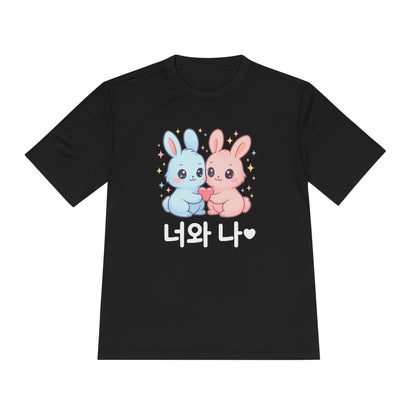 Kawaii K-Pop Moisture Wicking Tee with Love Bunnies Design