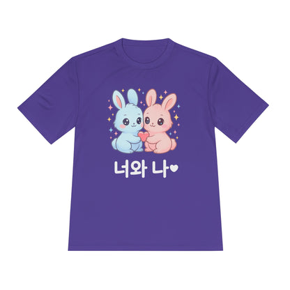 Kawaii K-Pop Moisture Wicking Tee with Love Bunnies Design