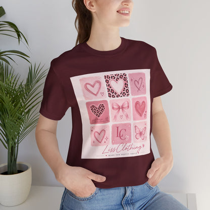 Pink Aesthetic Heart Grid T-Shirt