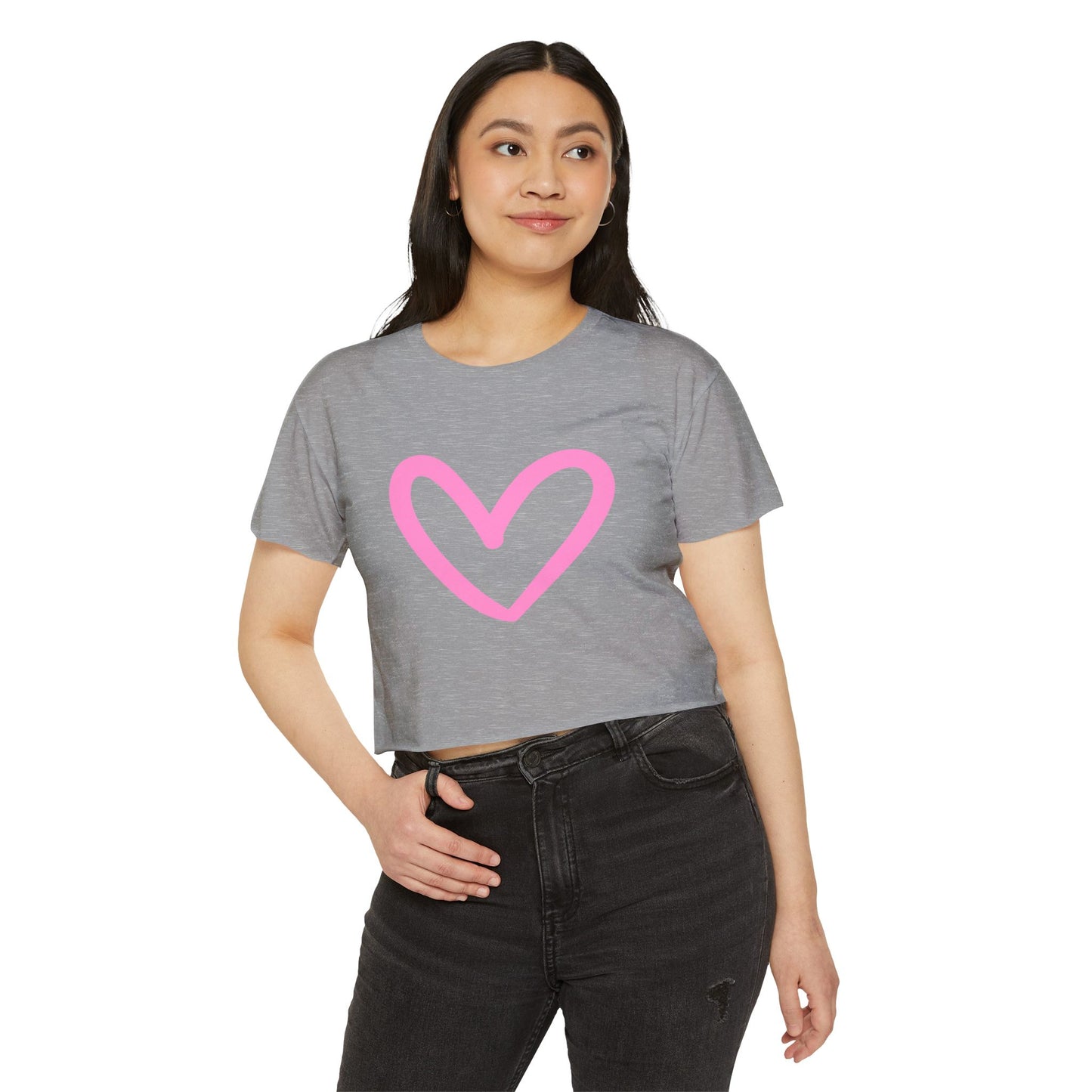 Women's Festival Crop Top - Pink Heart Design