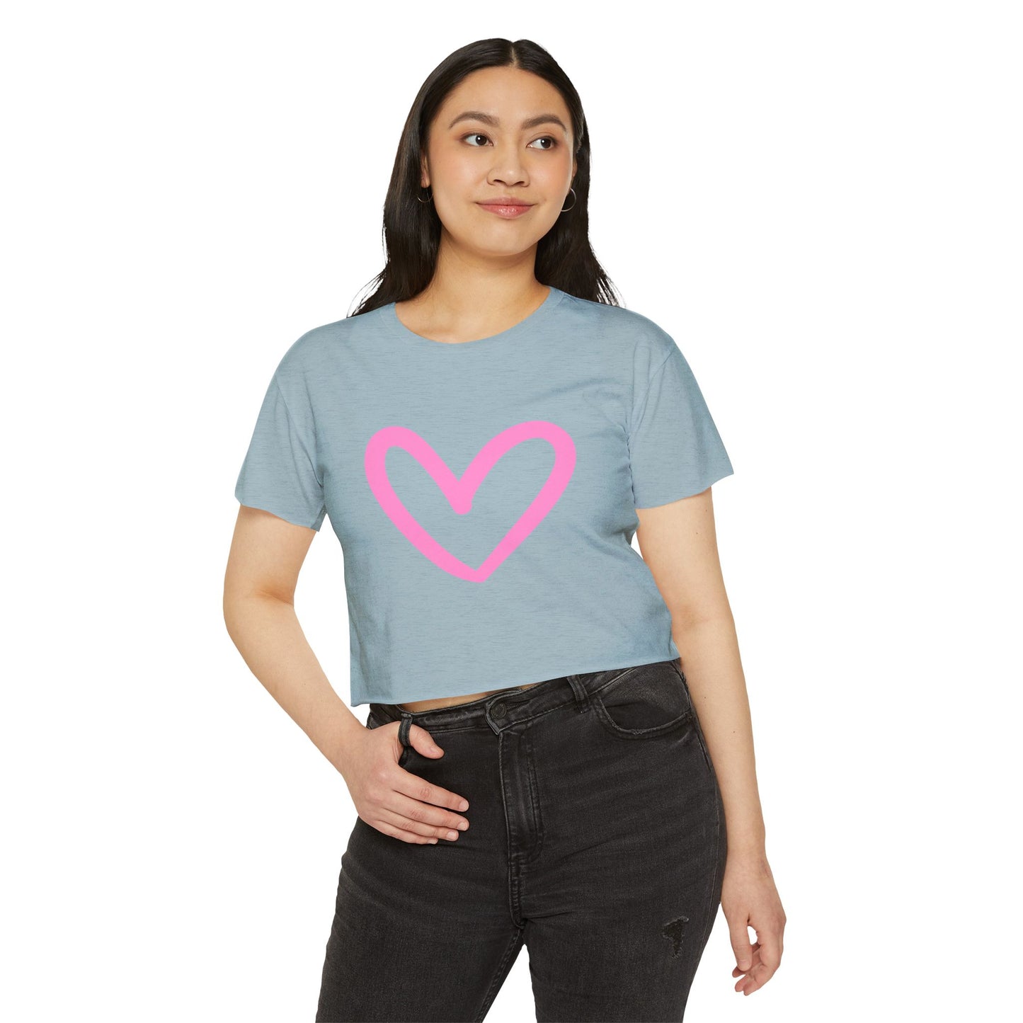 Women's Festival Crop Top - Pink Heart Design