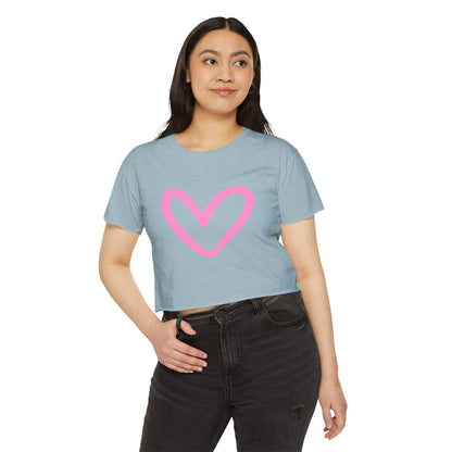 Women's Festival Crop Top - Pink Heart Design