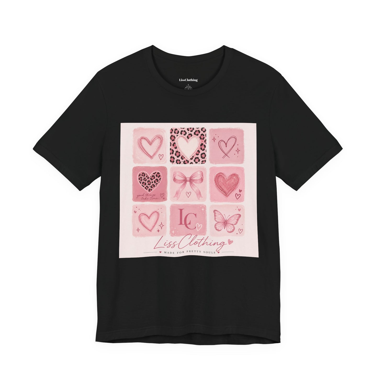 Pink Aesthetic Heart Grid T-Shirt