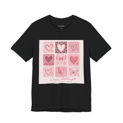 Pink Aesthetic Heart Grid T-Shirt