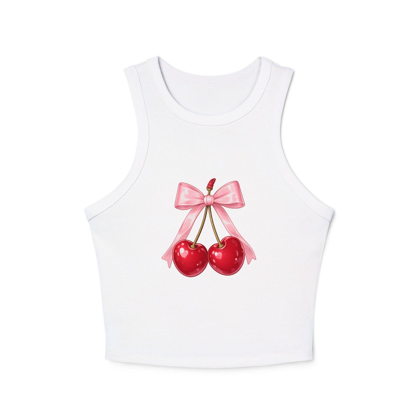 Cherry Bow Charm Racer Tank Top