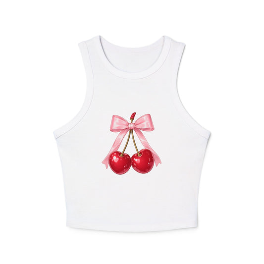 Cherry Bow Charm Racer Tank Top