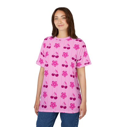 Pink Cherry Floral All-Over Print T-Shirt