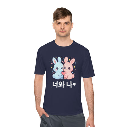 Kawaii K-Pop Moisture Wicking Tee with Love Bunnies Design