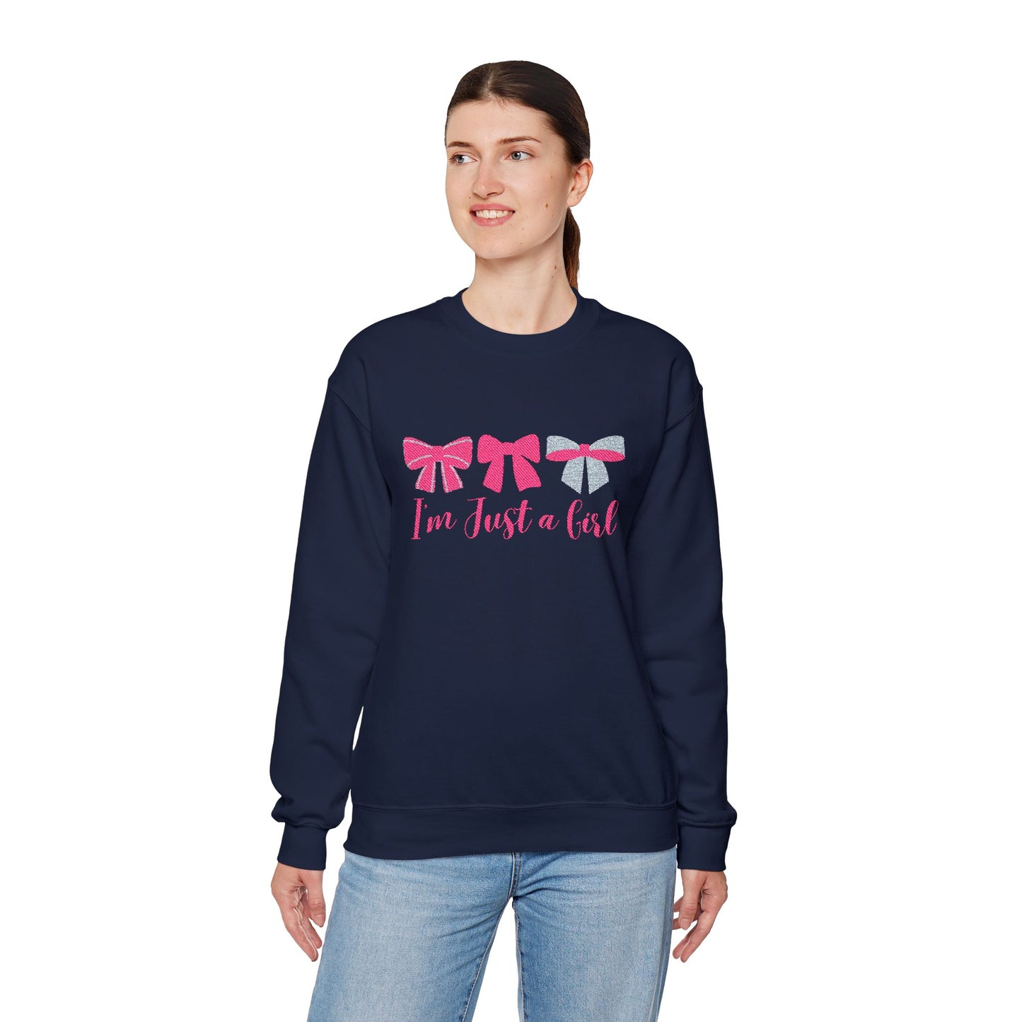 'I'm Just a Girl' Embroidery Sweatshirt