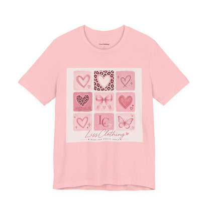 Pink Aesthetic Heart Grid T-Shirt