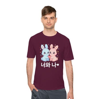 Kawaii K-Pop Moisture Wicking Tee with Love Bunnies Design