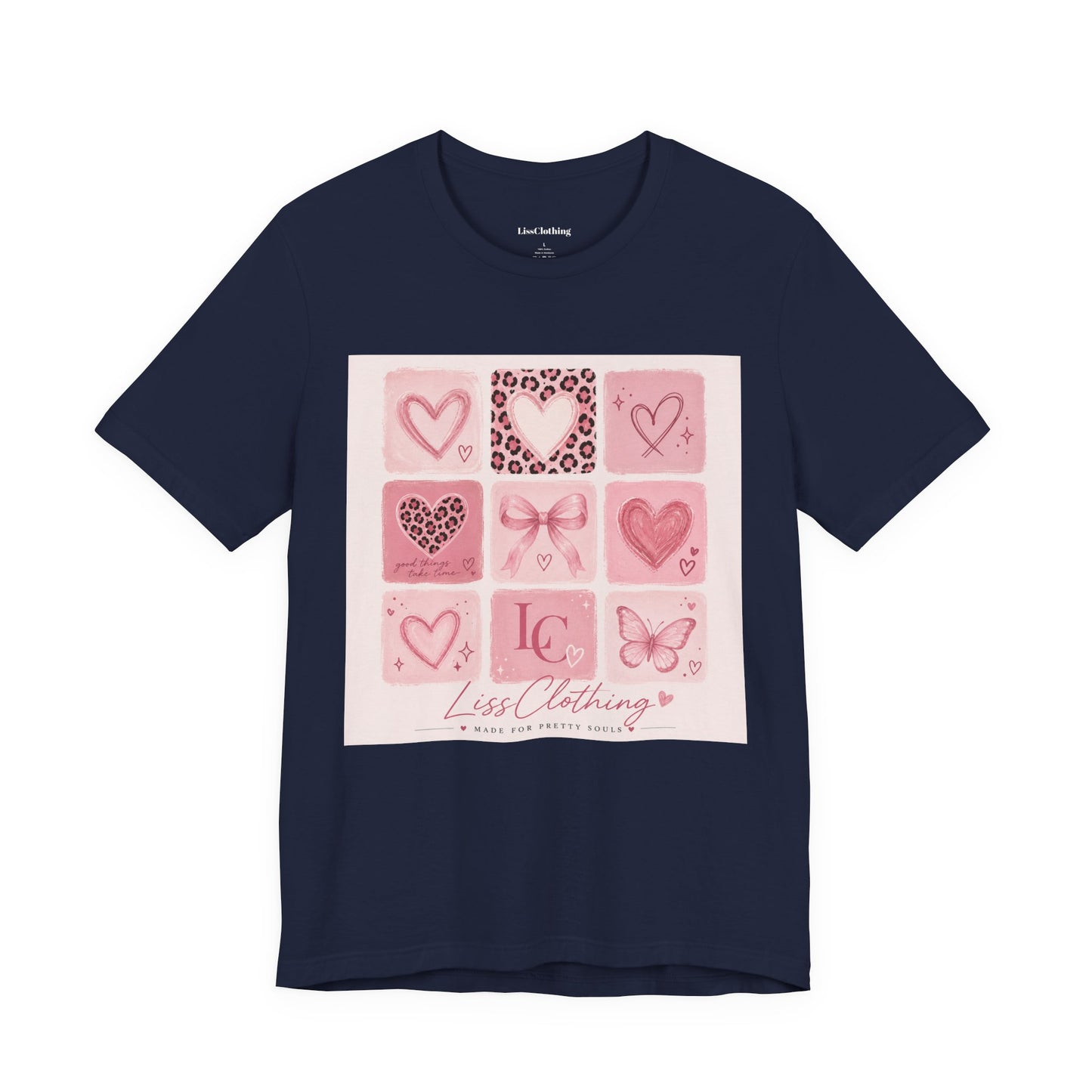 Pink Aesthetic Heart Grid T-Shirt