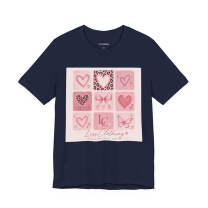 Pink Aesthetic Heart Grid T-Shirt