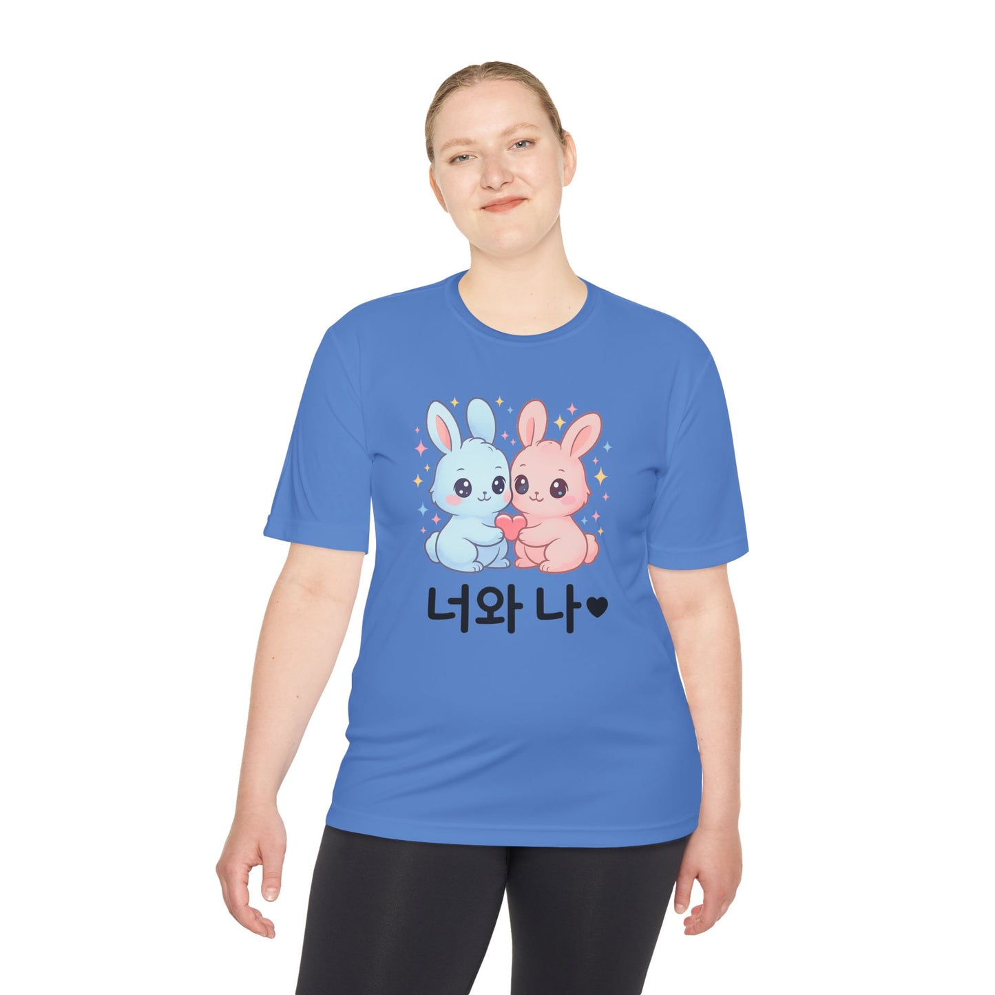 Kawaii K-Pop Moisture Wicking Tee with Love Bunnies Design