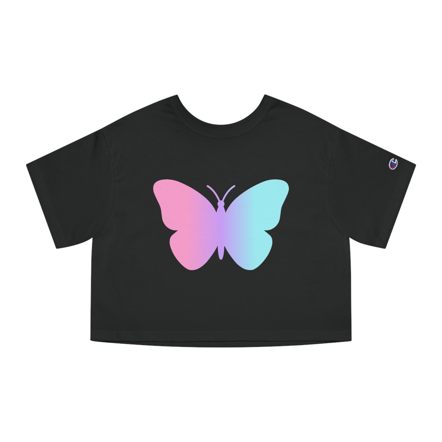 Three Colors Butterfly Cropped T-Shirt