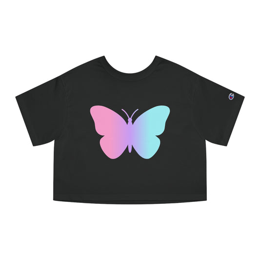 Three Colors Butterfly Cropped T-Shirt