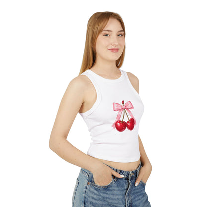 Cherry Bow Charm Racer Tank Top