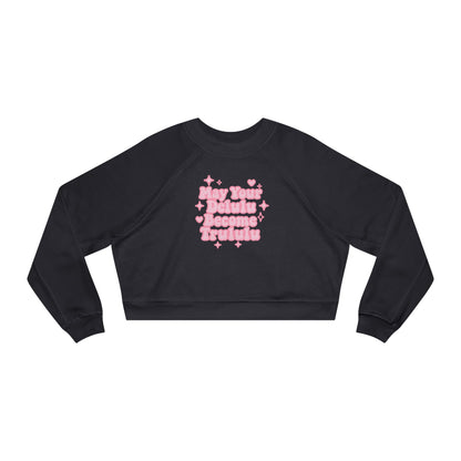 Cropped Fleece Pullover 'Delulu Become Trululu'