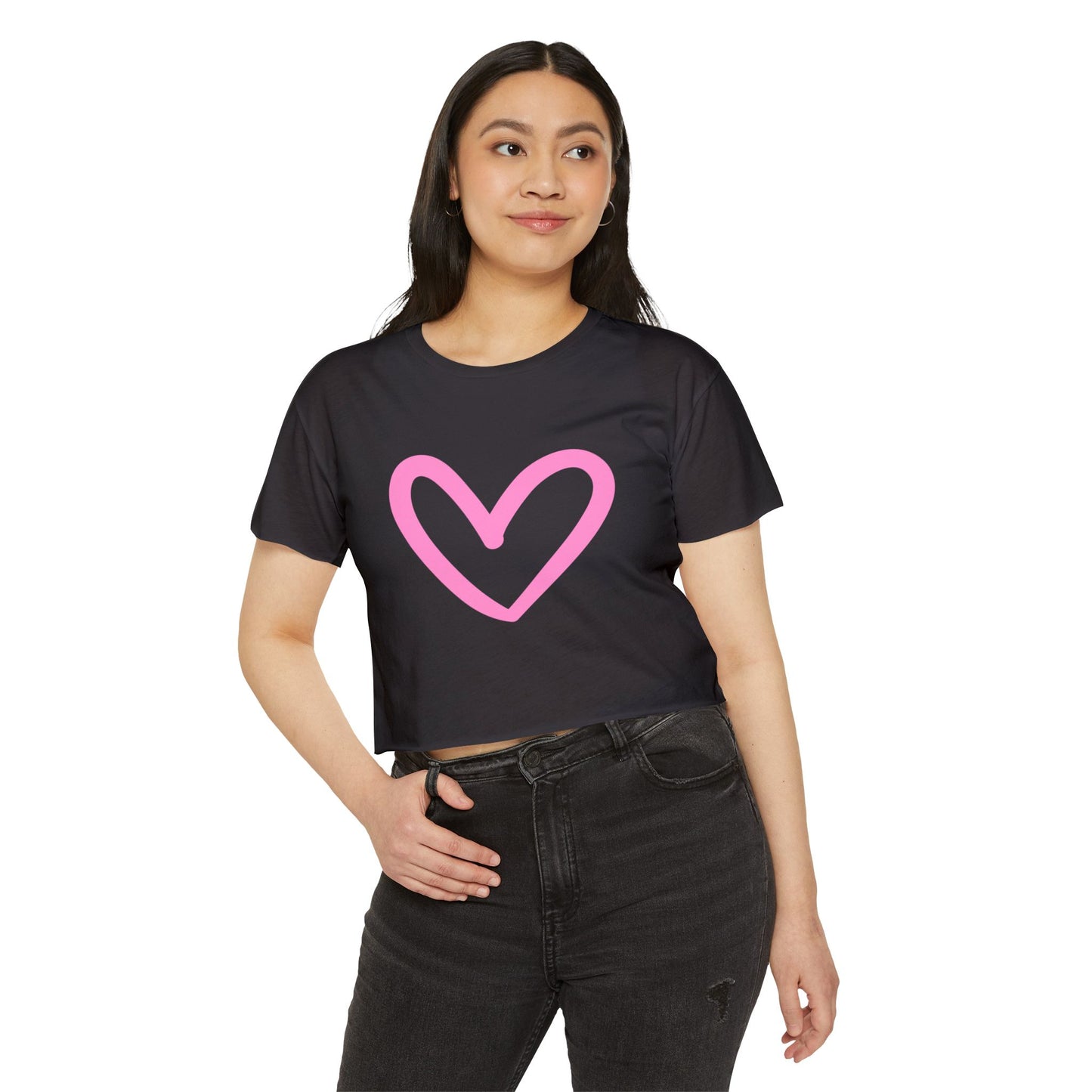 Women's Festival Crop Top - Pink Heart Design