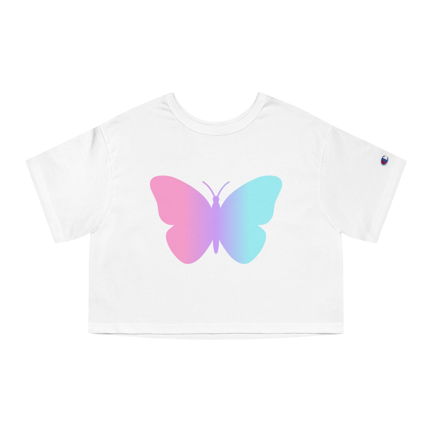 Three Colors Butterfly Cropped T-Shirt