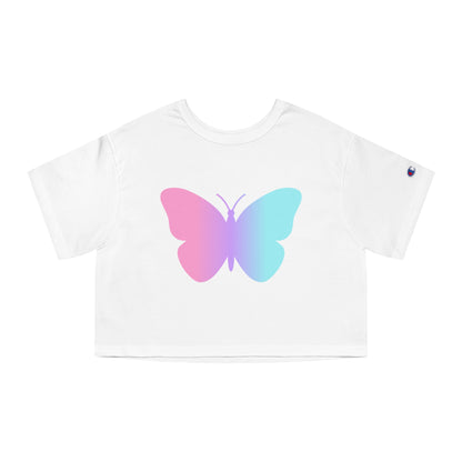 Three Colors Butterfly Cropped T-Shirt