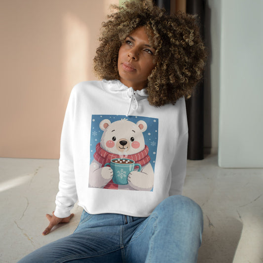 Winter Polar Bear Crop Hoodie
