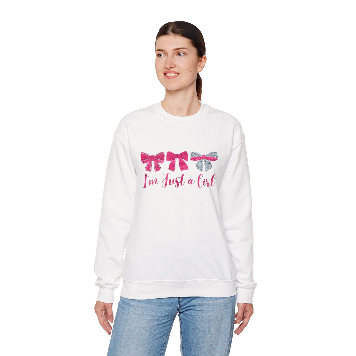 'I'm Just a Girl' Embroidery Sweatshirt