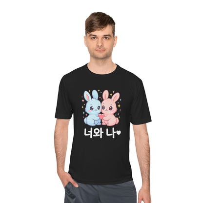 Kawaii K-Pop Moisture Wicking Tee with Love Bunnies Design