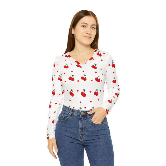 Cherry V-Neck Shirt Women's