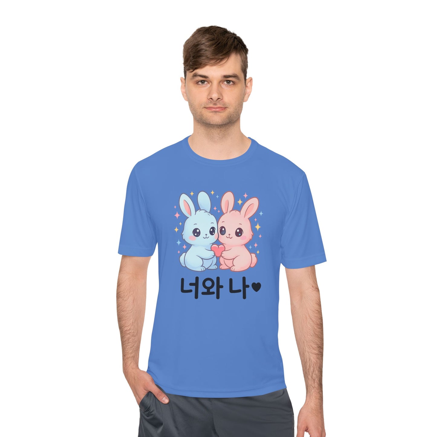 Kawaii K-Pop Moisture Wicking Tee with Love Bunnies Design
