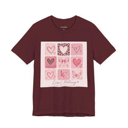 Pink Aesthetic Heart Grid T-Shirt