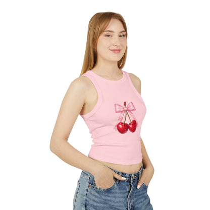 Cherry Bow Charm Racer Tank Top