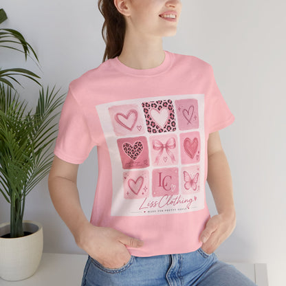 Pink Aesthetic Heart Grid T-Shirt