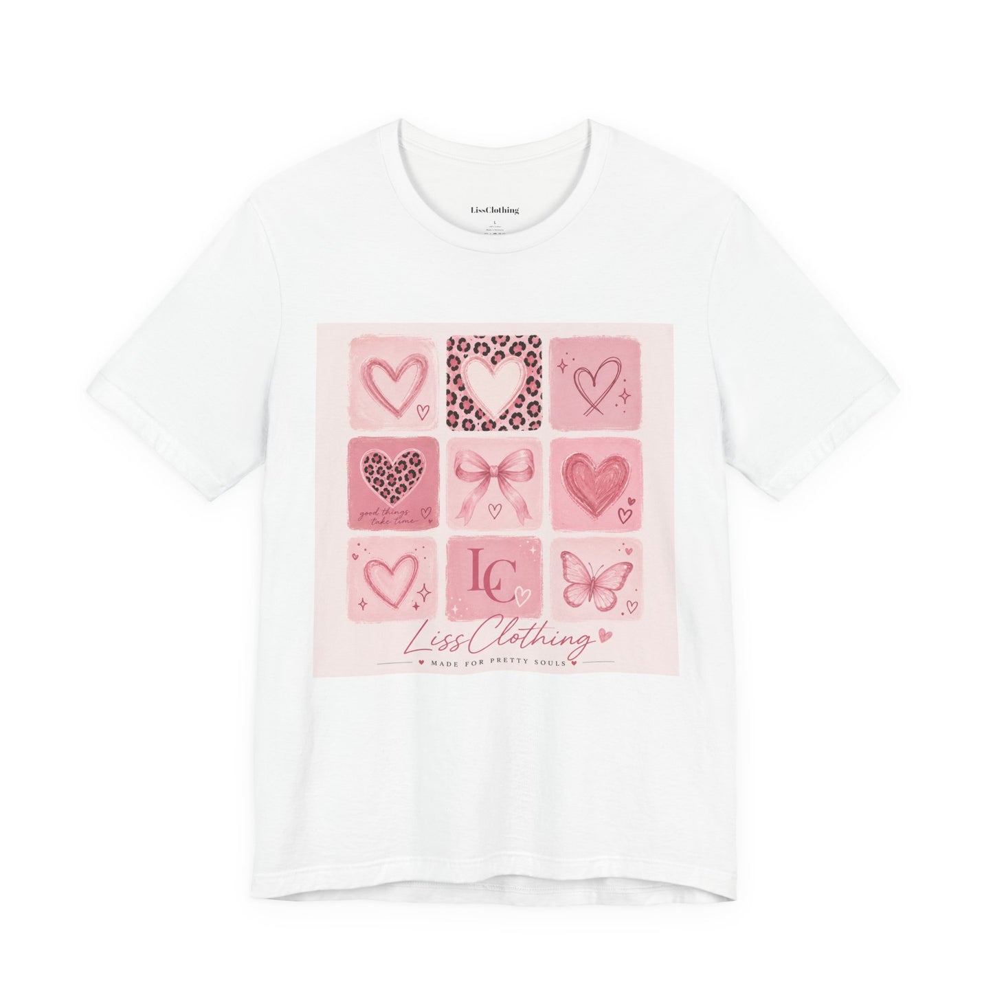 Pink Aesthetic Heart Grid T-Shirt