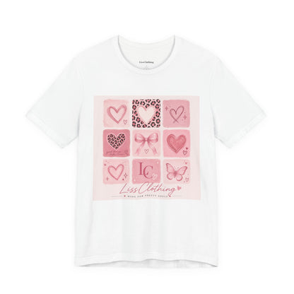 Pink Aesthetic Heart Grid T-Shirt